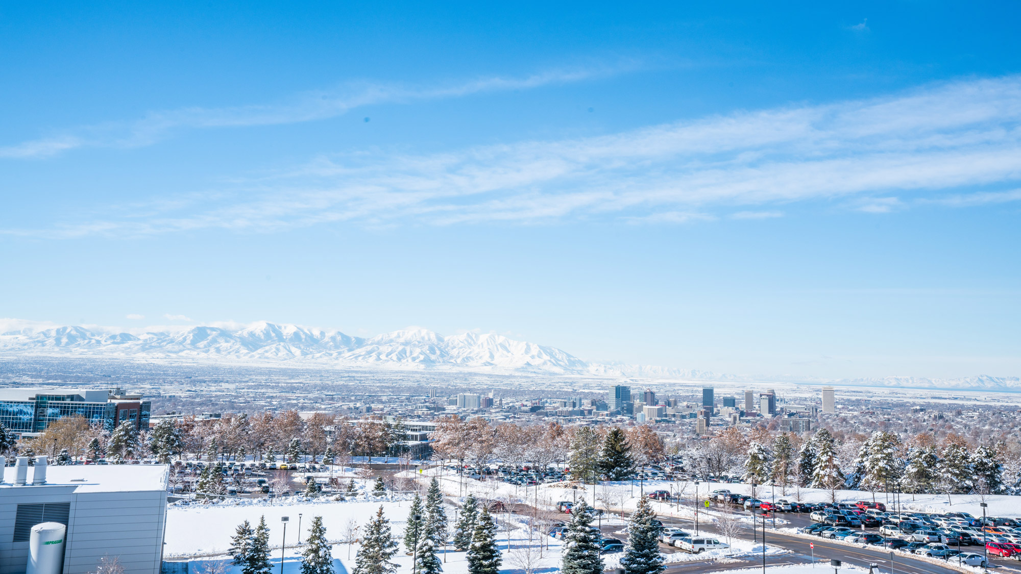 looking west at the Oquirrh Mountains over Salt Lake Valley